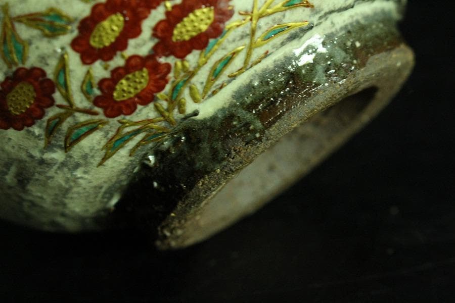 茶道具 平野英雄作 色絵茶碗 未使用 共箱(K-A668)