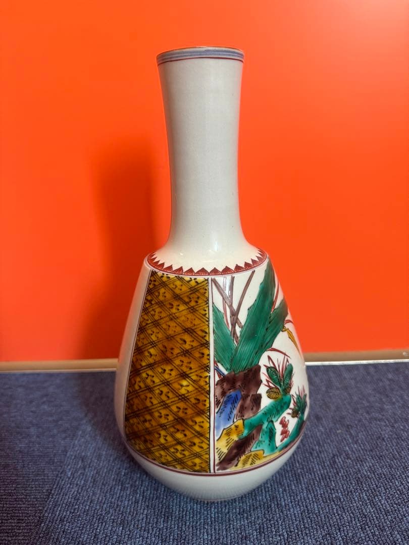 1802 浅蔵五十吉造 九谷 鳥 瑞鳥華生　花瓶