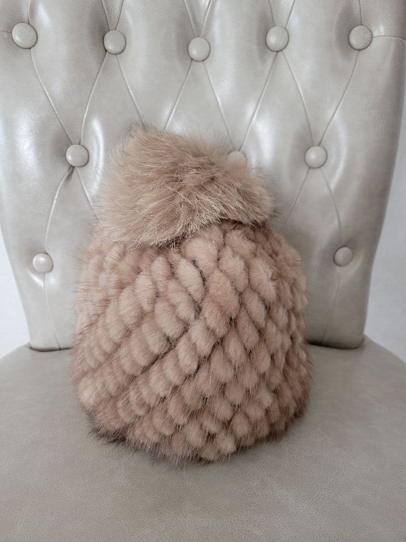 MaxMara ミンク フォックス ファー帽子 定価7万円