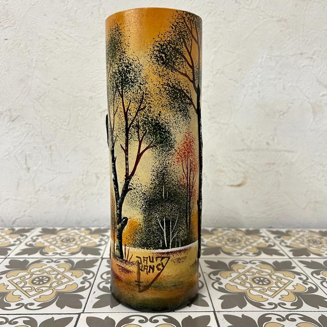 ドームナンシー 筒型　花瓶　高さ22cm 被せガラス　アンテルカレール　幹立体