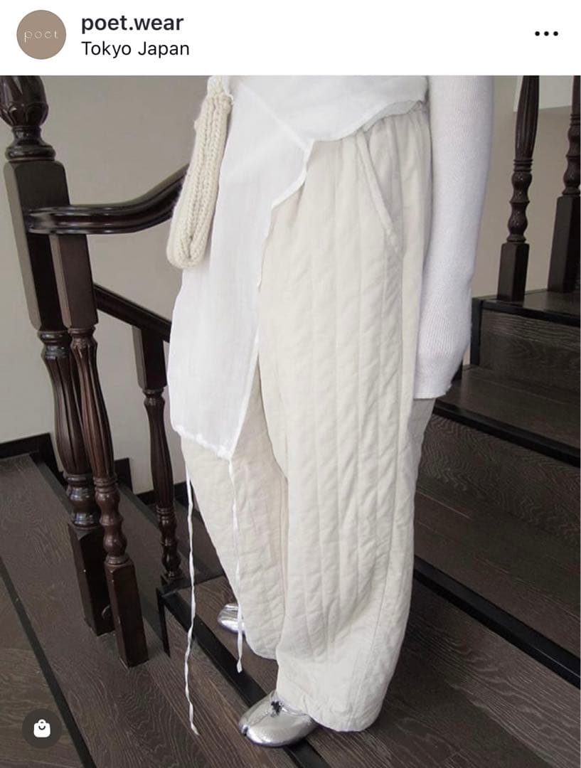 poetコットンリネンティンキングパンツ p0335 ホワイト