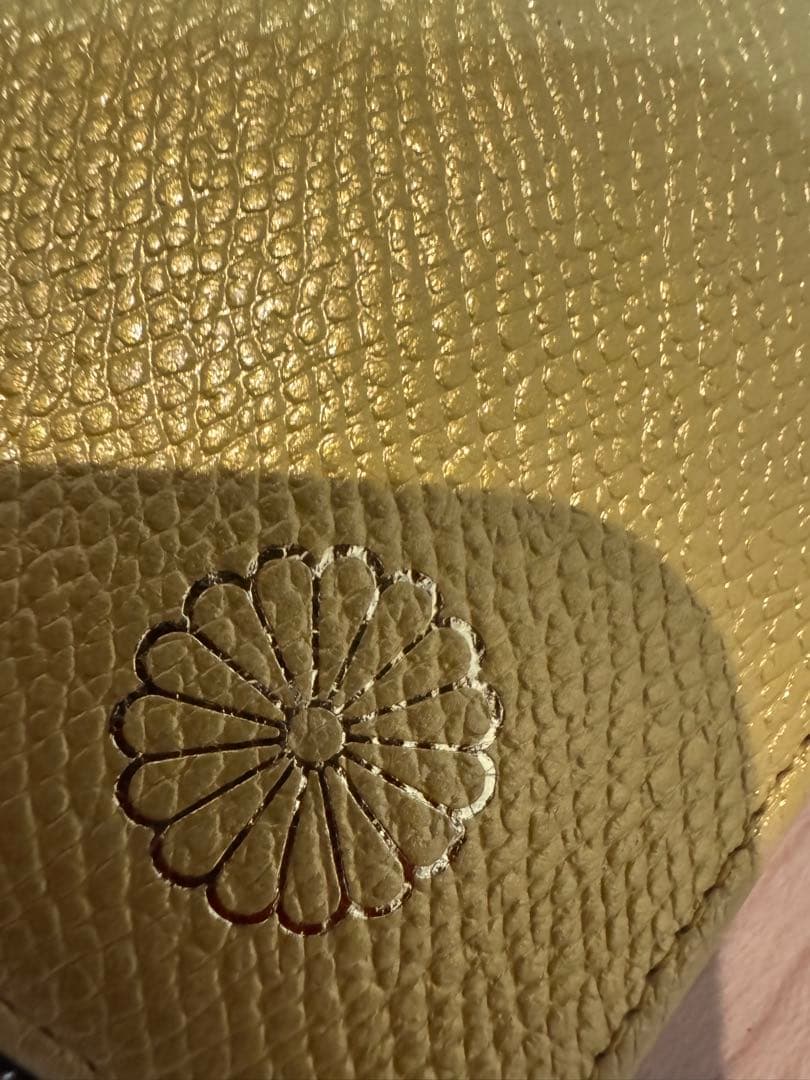 皇居　シルバー　限定 長財布 イエロー 金　黄色 　牛革　財布　風水　金運アップ