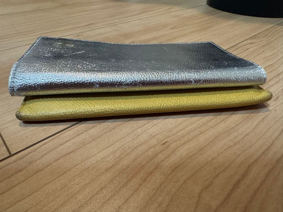 皇居　シルバー　限定 長財布 イエロー 金　黄色 　牛革　財布　風水　金運アップ