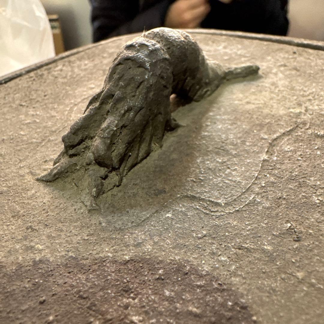 ⚫️ ★希少★ 備前焼 水差　花瓶 置物 陶磁器 伝統 蓋に海老 食器 焼き物