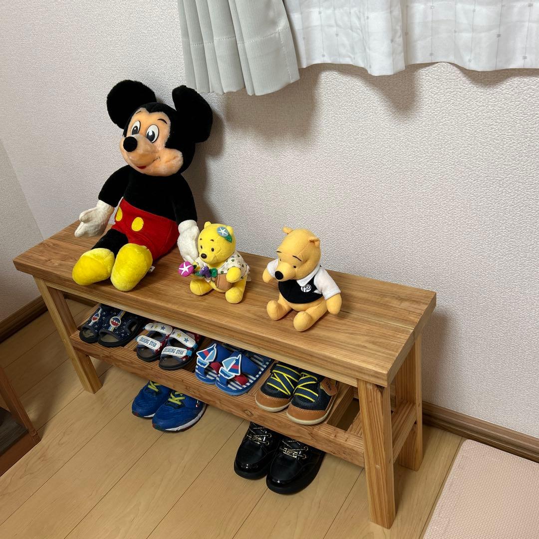 ハンドメイド　玄関ベンチ　ベンチ　飾り棚　サイドテーブル　木製家具
