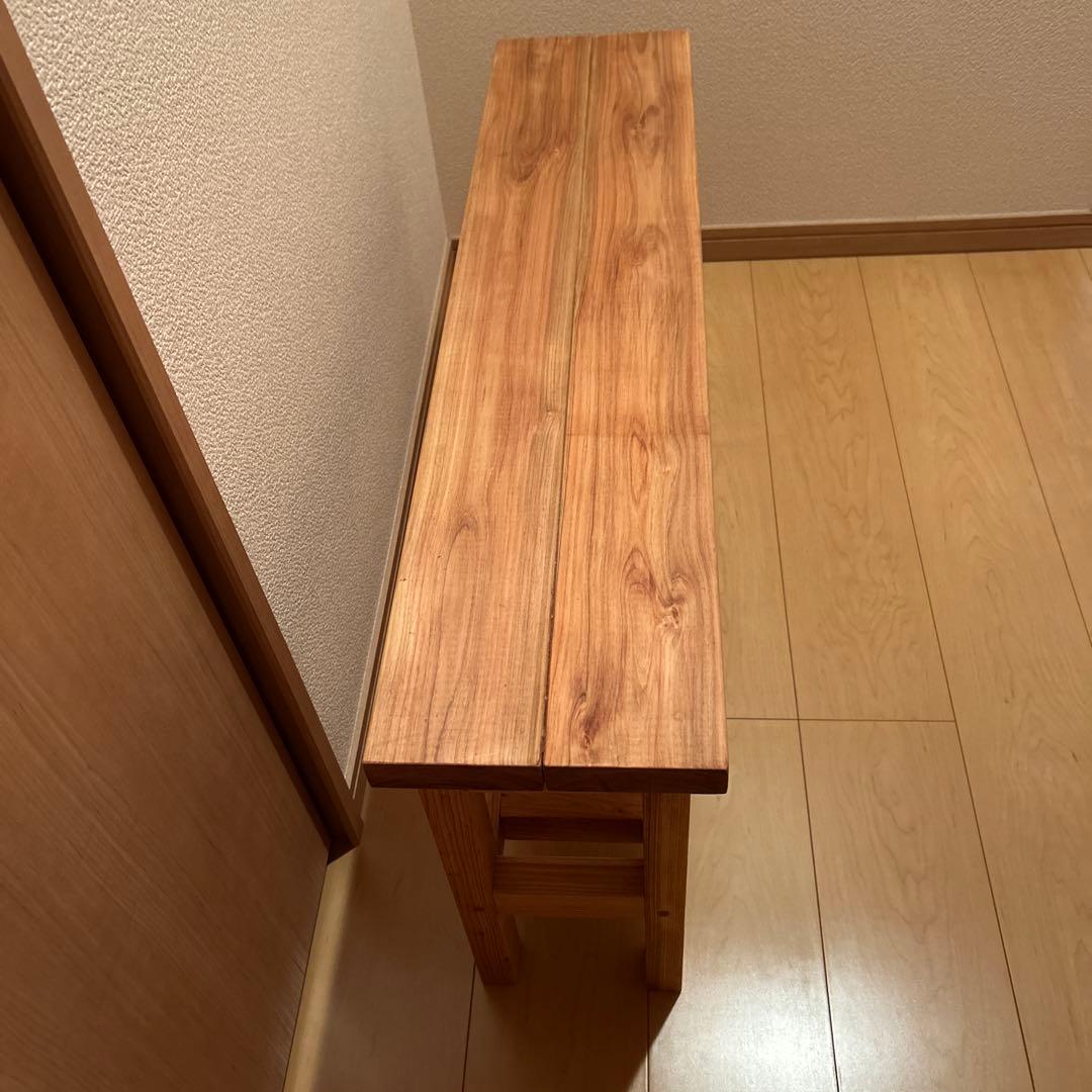 ハンドメイド　玄関ベンチ　ベンチ　飾り棚　サイドテーブル　木製家具