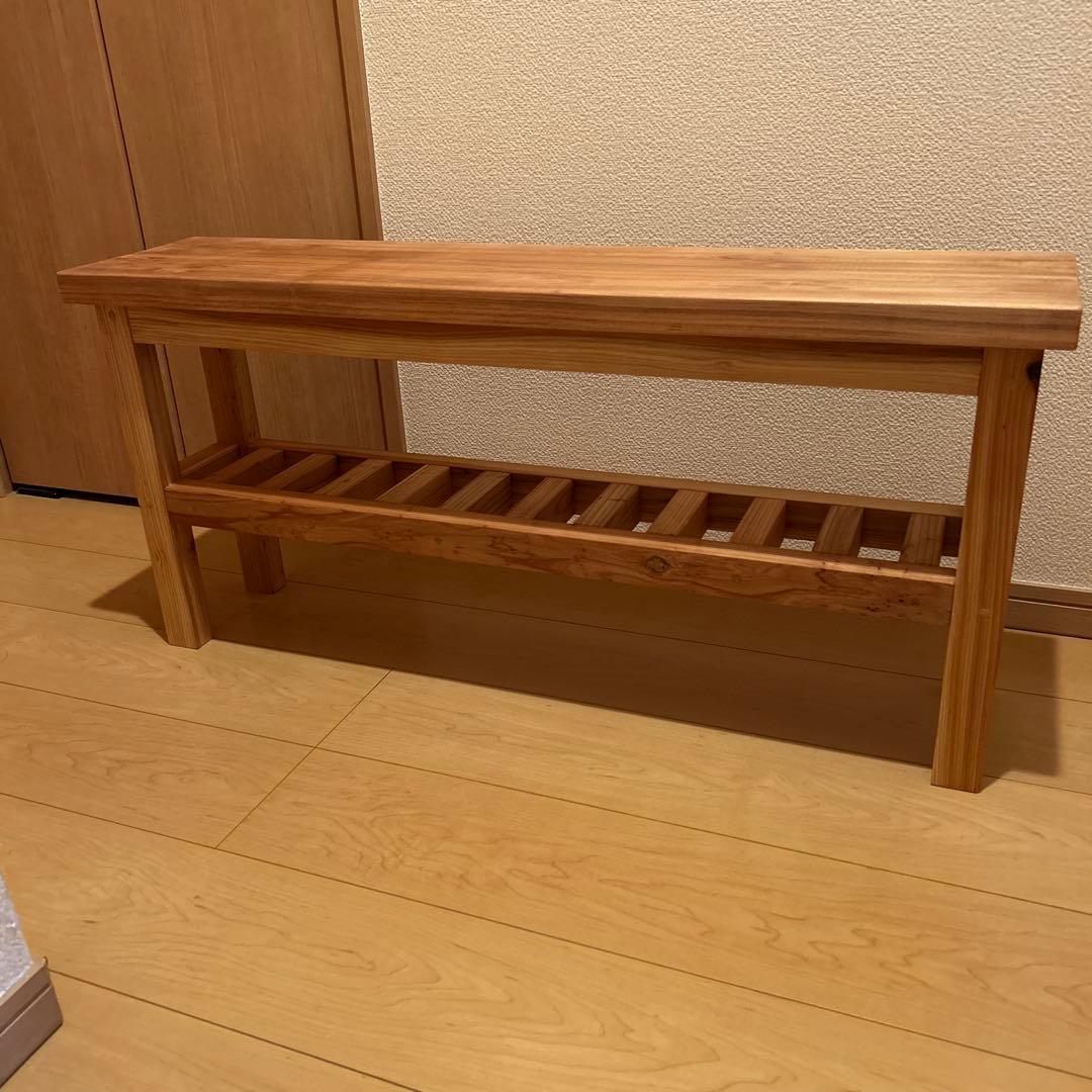 ハンドメイド　玄関ベンチ　ベンチ　飾り棚　サイドテーブル　木製家具