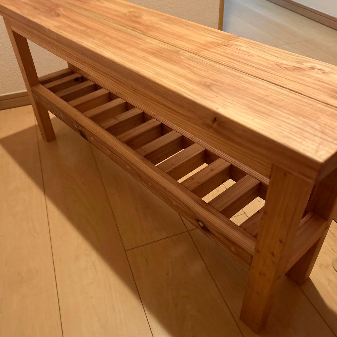ハンドメイド　玄関ベンチ　ベンチ　飾り棚　サイドテーブル　木製家具