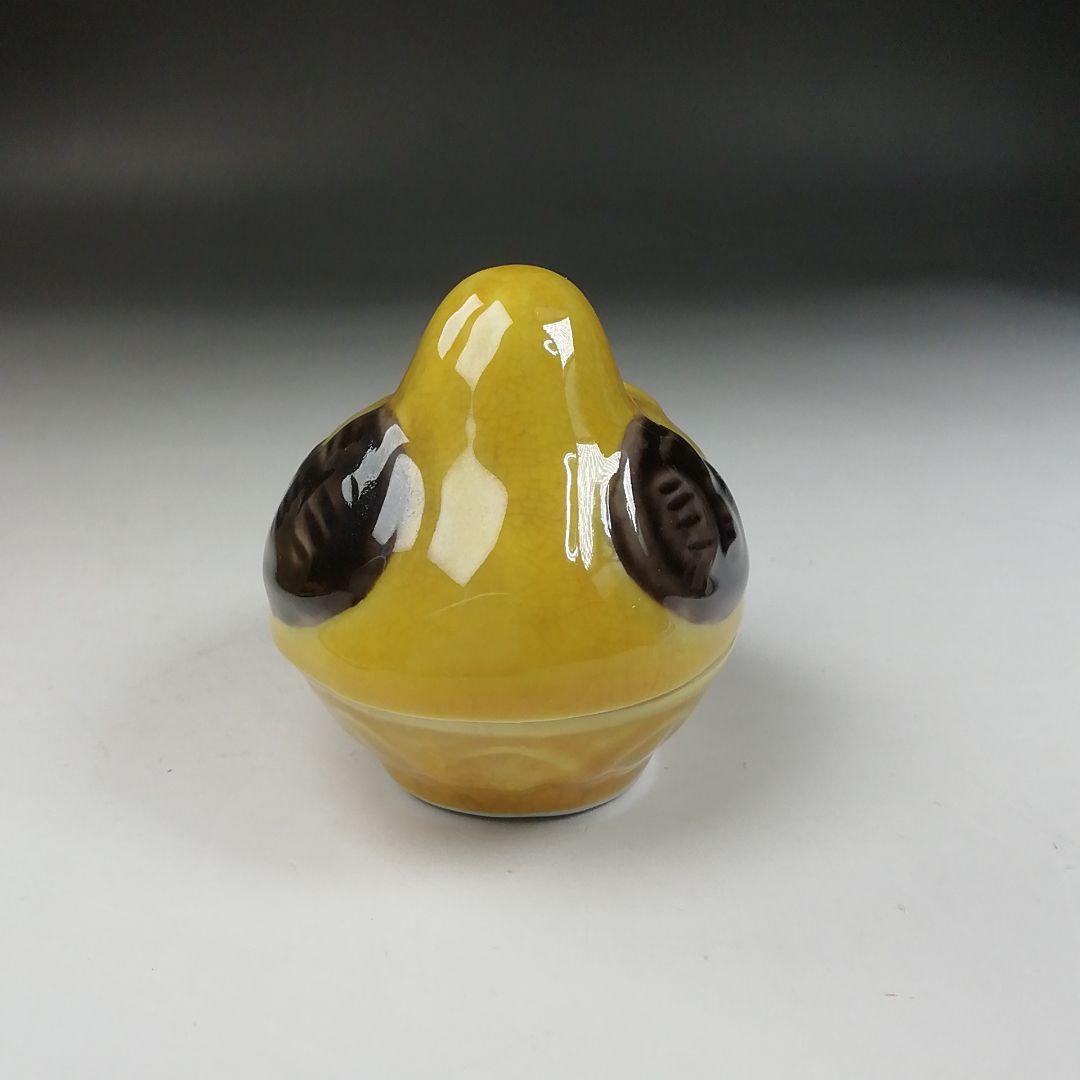 Ｗ４０　香合　『交趾花喰鳥』『手塚祥堂 造』　共箱　茶道具