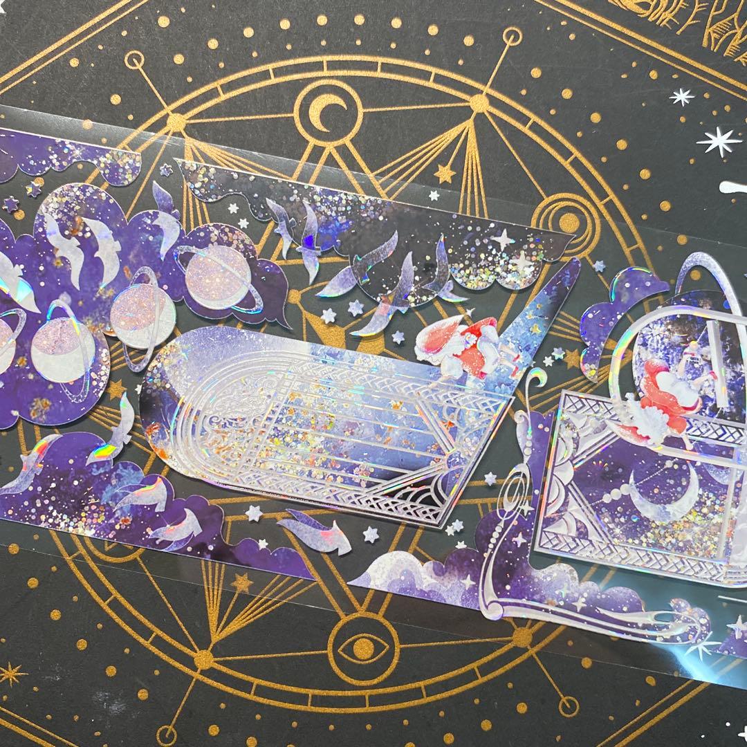 【9290】海外　マステ　中古巻　貝殻光マスキングテープ　装飾背景系　紫