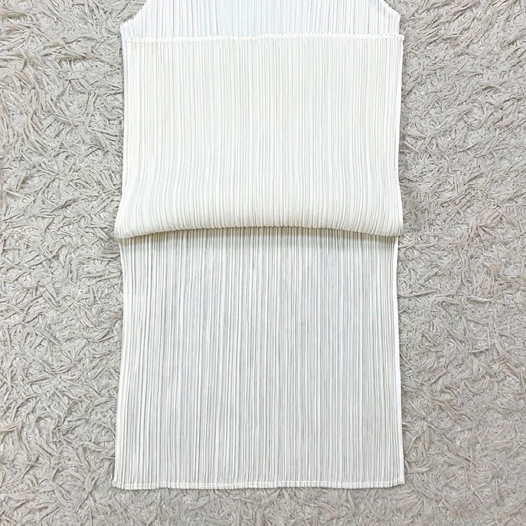 プリーツプリーズ ロング タンクトップ チュニック ワンピース 3 ホワイト 白