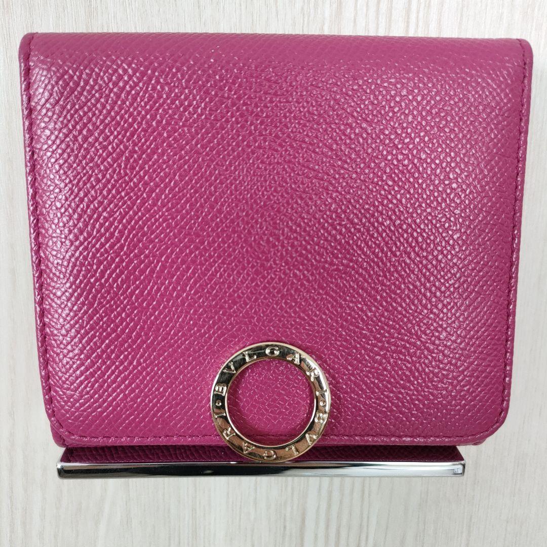 ピンク レザー 三つ折り財布