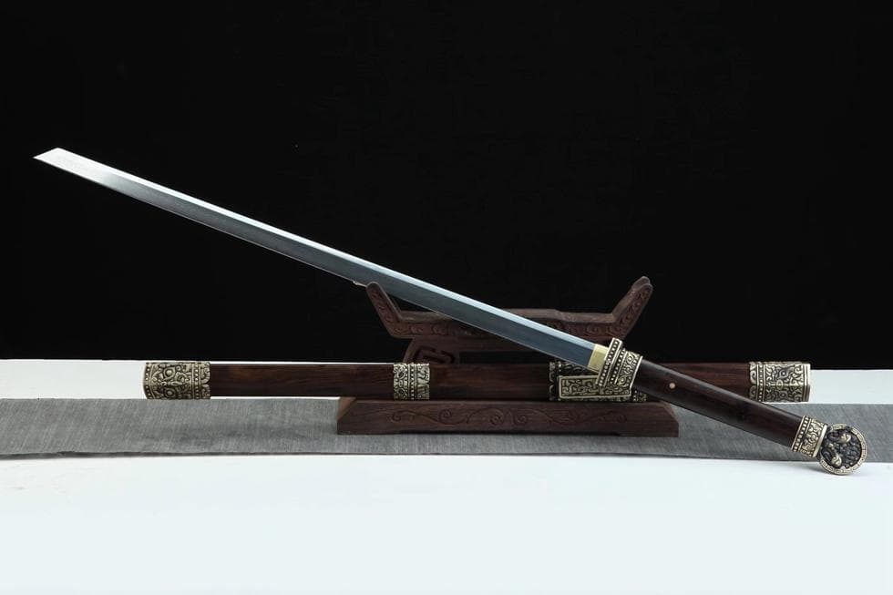 大男将軍刀（黒檀梢） 模造刀 居合刀 武士道 武具 漢剣 唐刀 龍泉剣 手鍛造打