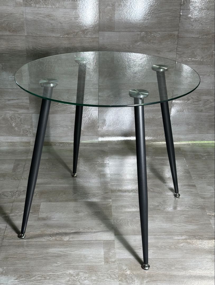 期間限定！丸テーブル オシャレ 強化ガラス テーブル ラクラク組立 新品