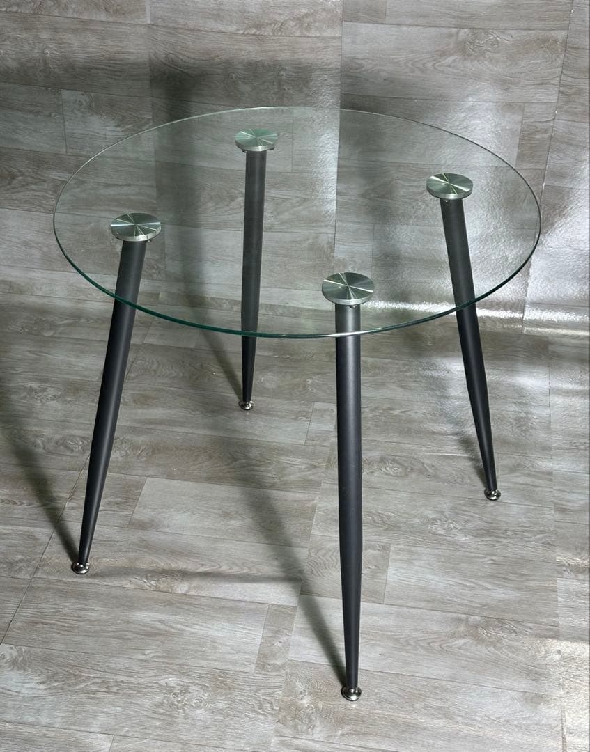 期間限定！丸テーブル オシャレ 強化ガラス テーブル ラクラク組立 新品