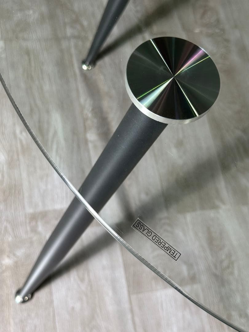 期間限定！丸テーブル オシャレ 強化ガラス テーブル ラクラク組立 新品