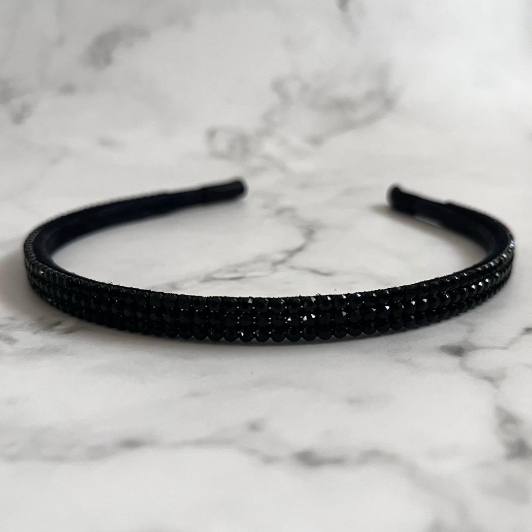 美品acca　アッカ　ラインストーン　カチューシャ　オードリー　ブラック　セット