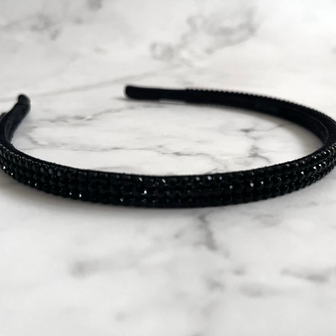 美品acca　アッカ　ラインストーン　カチューシャ　オードリー　ブラック　セット