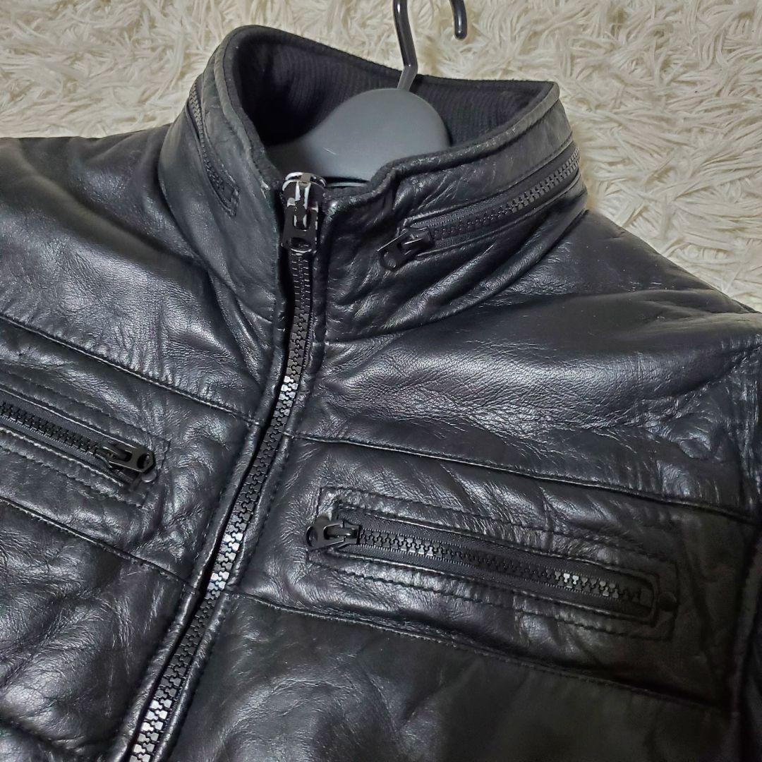 希少 ZARA ザラ 本革キルティング レザーライダース XL