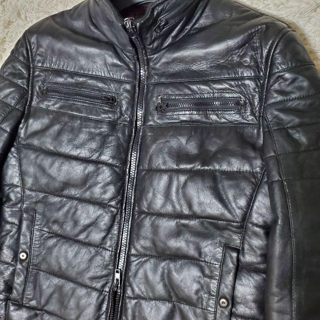 希少 ZARA ザラ 本革キルティング レザーライダース XL