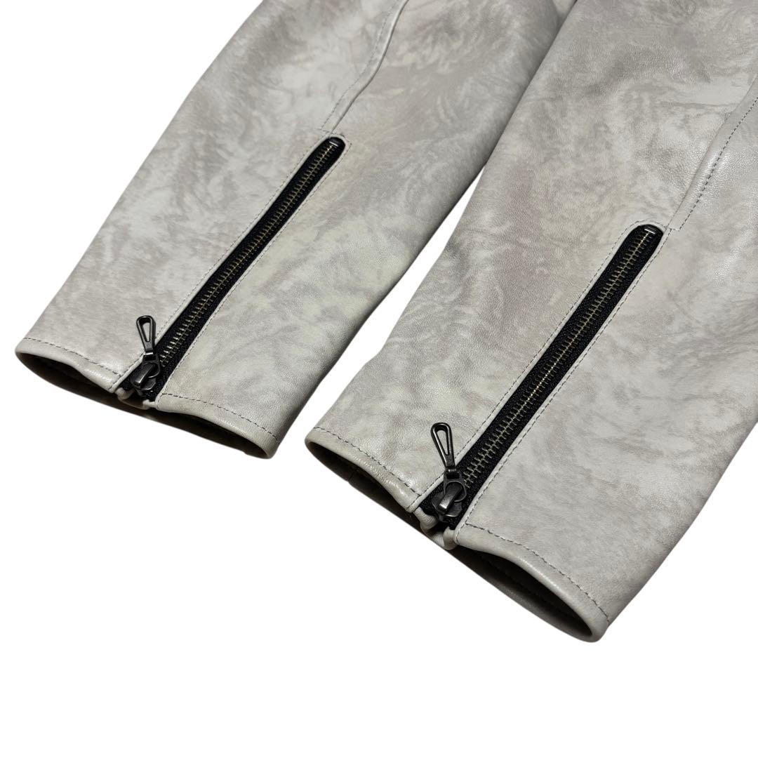 極美品 schaffen 羊革 リアルレザー ライダースジャケット ホワイト