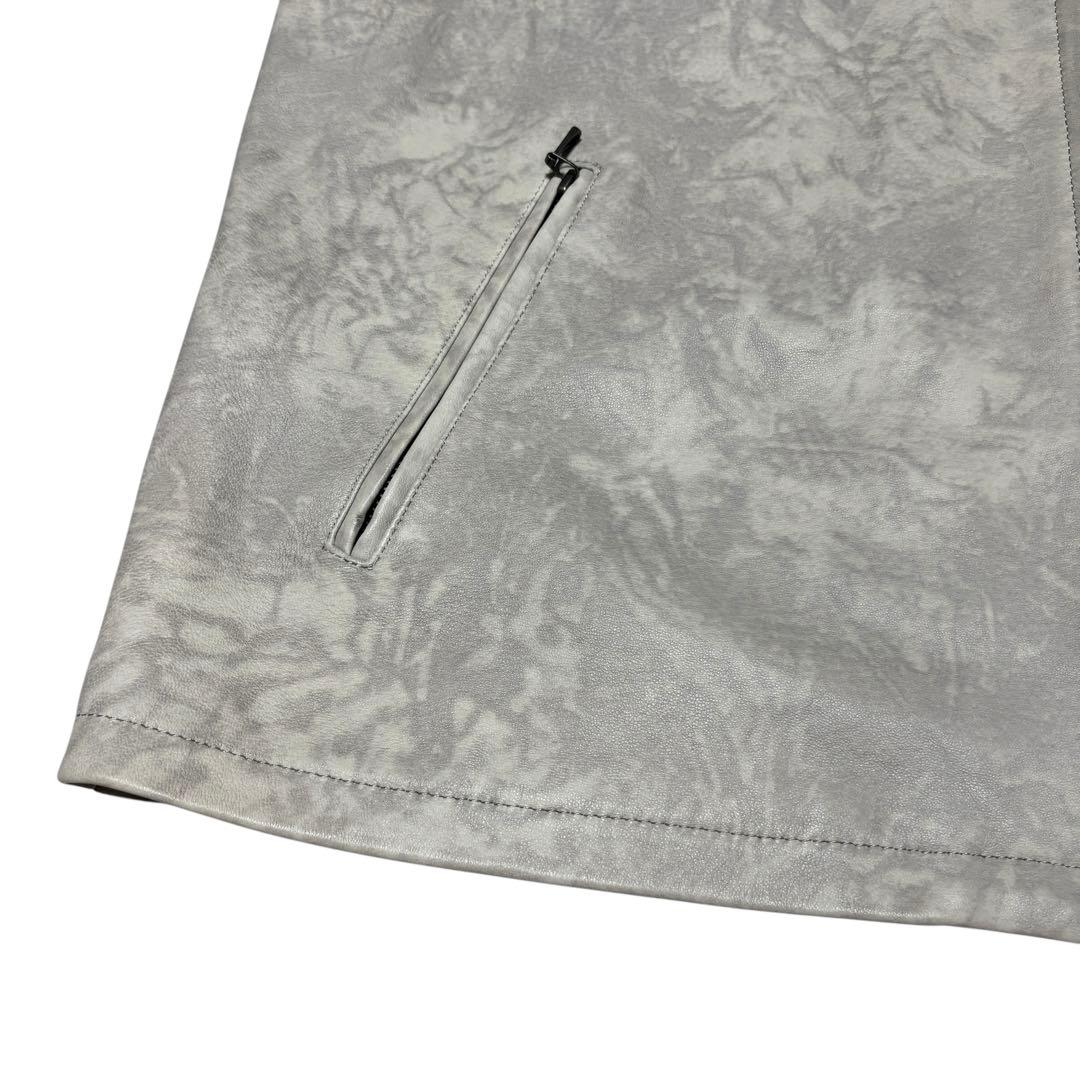 極美品 schaffen 羊革 リアルレザー ライダースジャケット ホワイト