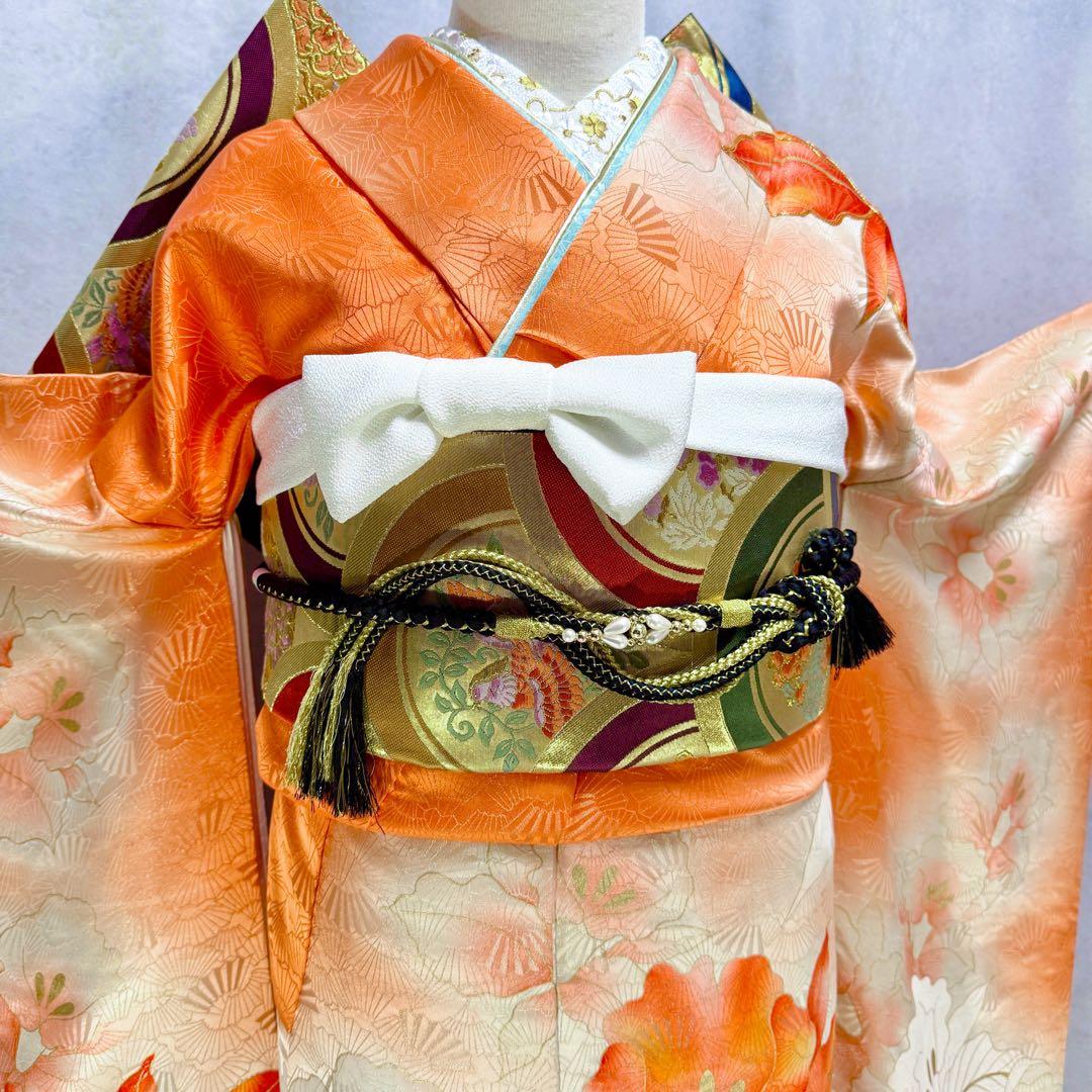 セミアンティーク　振袖フルセット　西陣織袋帯　156〜166　カトレア　可愛い❤︎