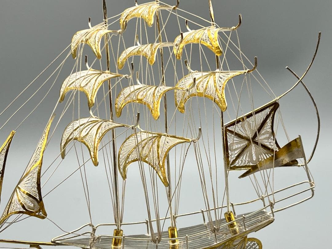 925刻印 銀製 シルバー 銀細工 船 ガラスケース ヨット重量約81g