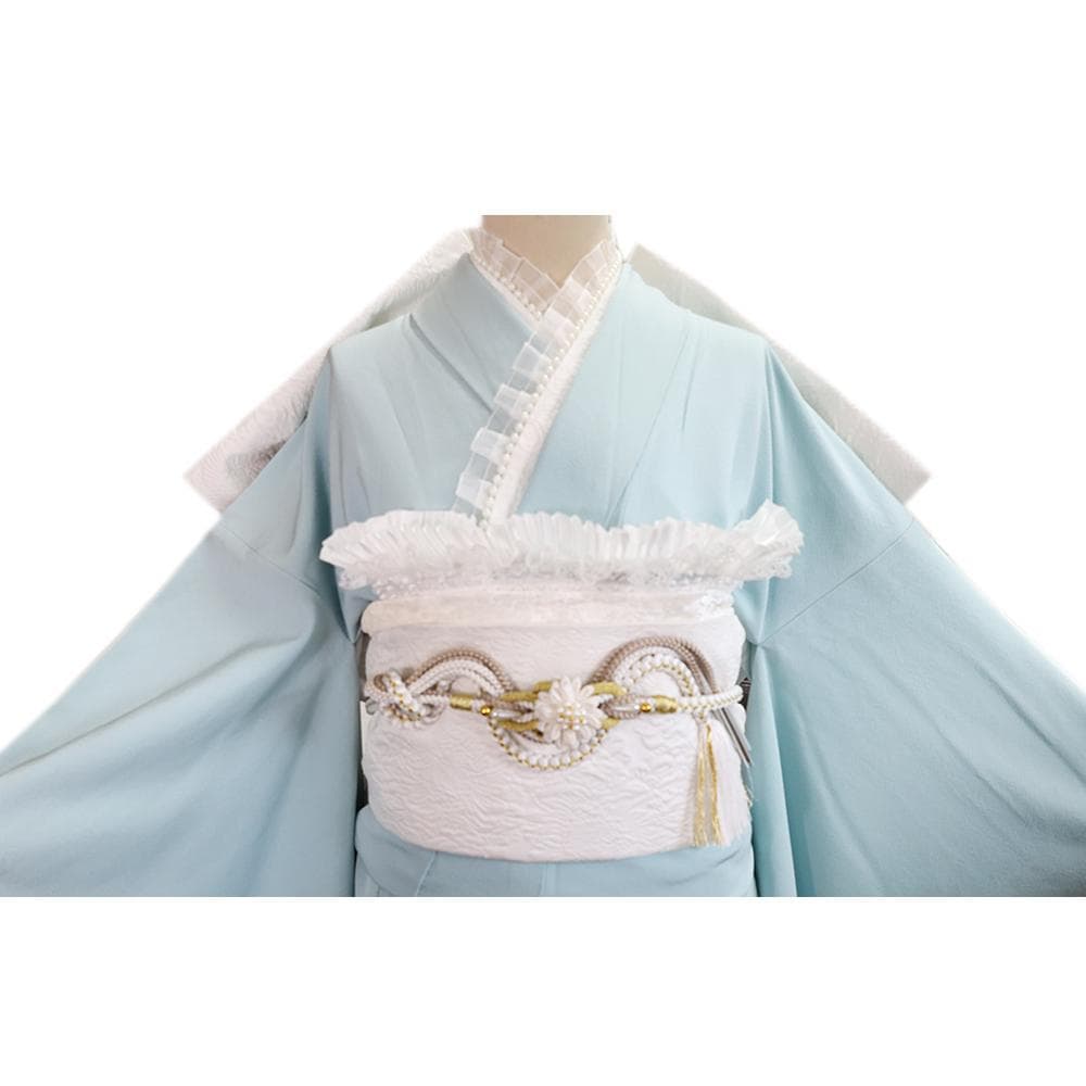 ゆゆ様■人気色！水色無地■帯新品成人式振袖7点フルセット正絹帯揚げME11