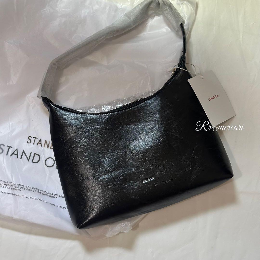 新品★即日発送 STAND OIL ブラックレザーショルダーバッグ　/m4