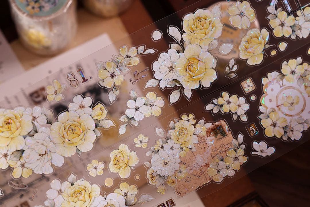 ⭐️SALE⭐️小白家文創《黄玫瑰》海外マスキングテープ マステ 【2744】