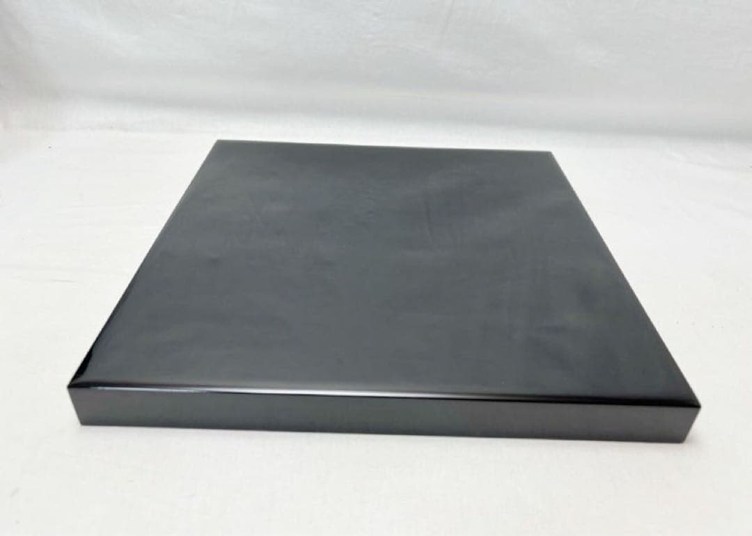 美品 懐石道具 木製黒真塗 四方膳 会席膳 平膳 5客揃 懐石盆 銘々盆 紙箱