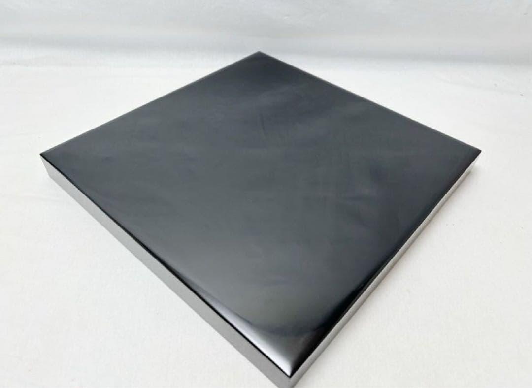 美品 懐石道具 木製黒真塗 四方膳 会席膳 平膳 5客揃 懐石盆 銘々盆 紙箱