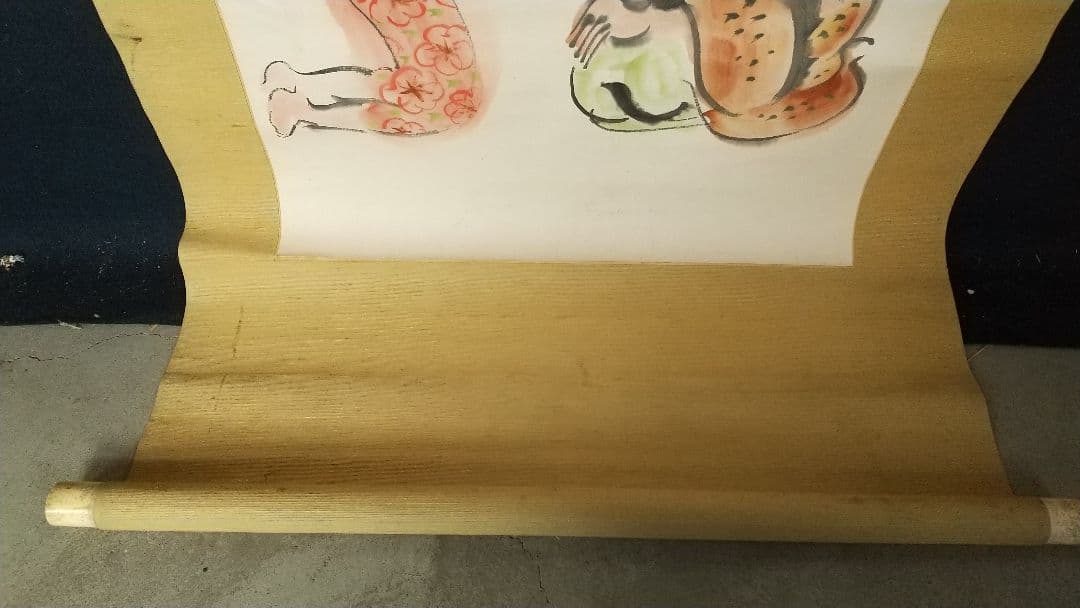 岡本一平 ピアノ 漫画 マンガ 紙本掛軸人物 岡本太郎の父