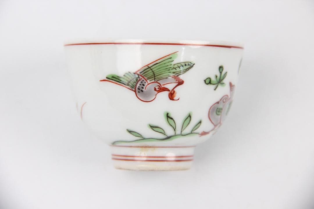 茶道具　平安丹祐　倣明写　大明成化年　色絵蓮鴛鴦文　煎茶碗　　京焼　 EN9-3