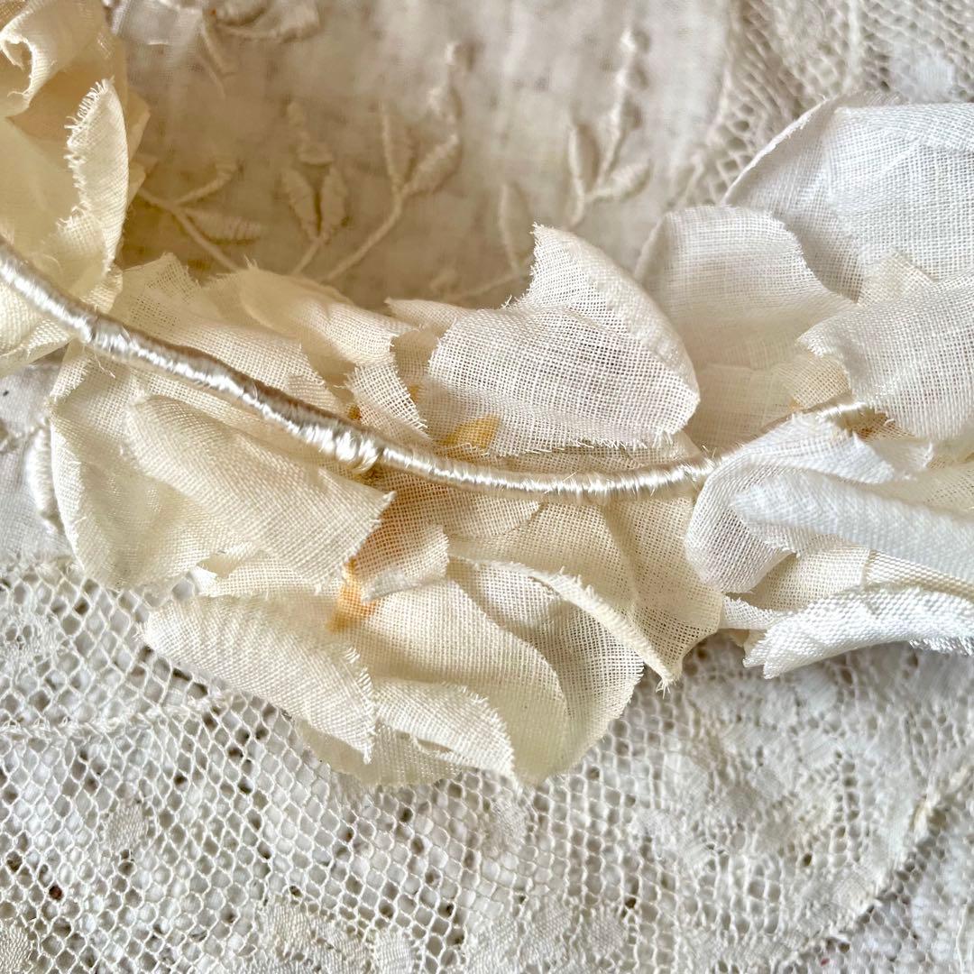 シルク布花ティアラ　布花冠　フランスアンティーク　グローブドマリエ　バラ