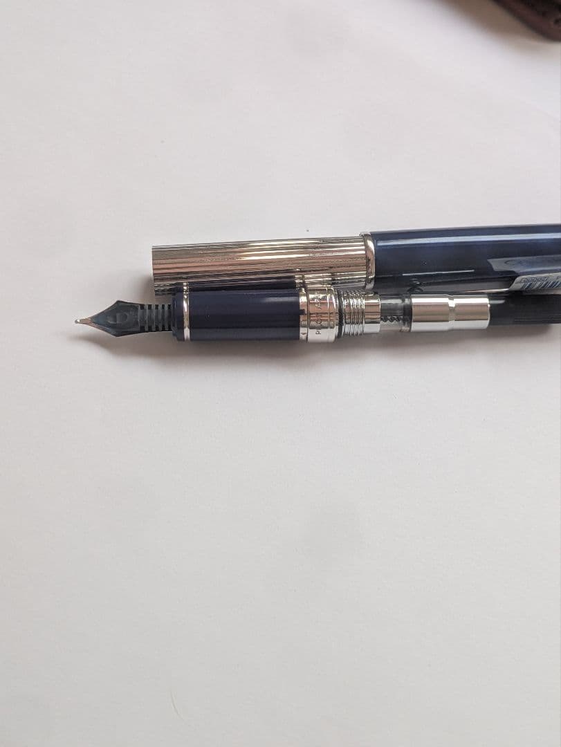 パイロット　グリーン　ロジウム＆マーブル　中字　万年筆　ブルー