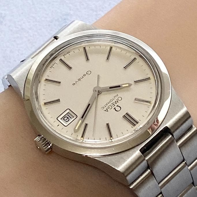 OH済 オメガ ジュネーブ 純正ブレス ステンレス シルバーヘアライン 自動巻き