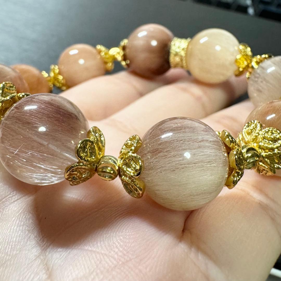 【もちもの様♡高品質! ピンク サゲニティッククォーツ】存在感放つ輝き 天然石