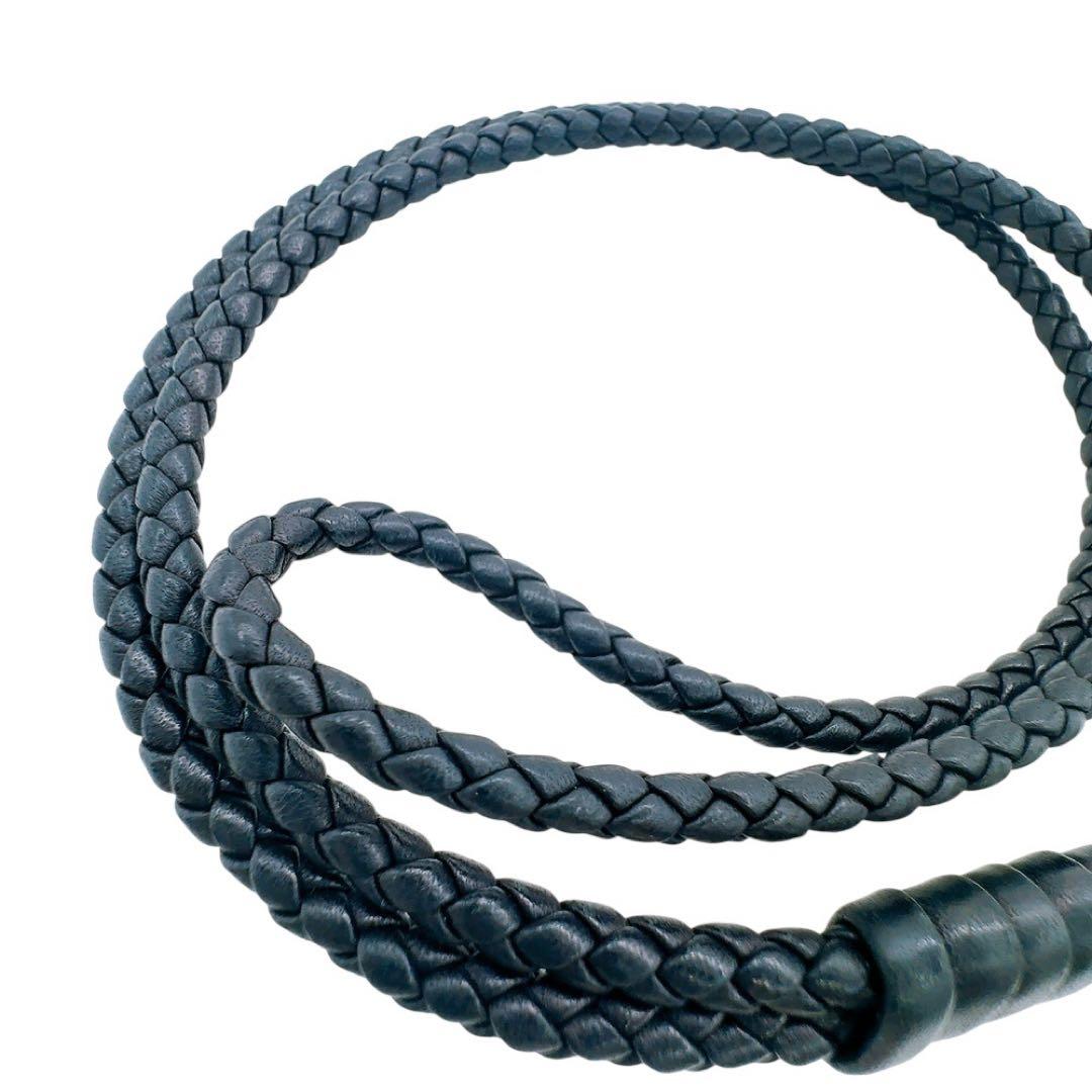 【美品】ボッテガ・ヴェネタ イントレチャート レザー ネックストラップ ブラック