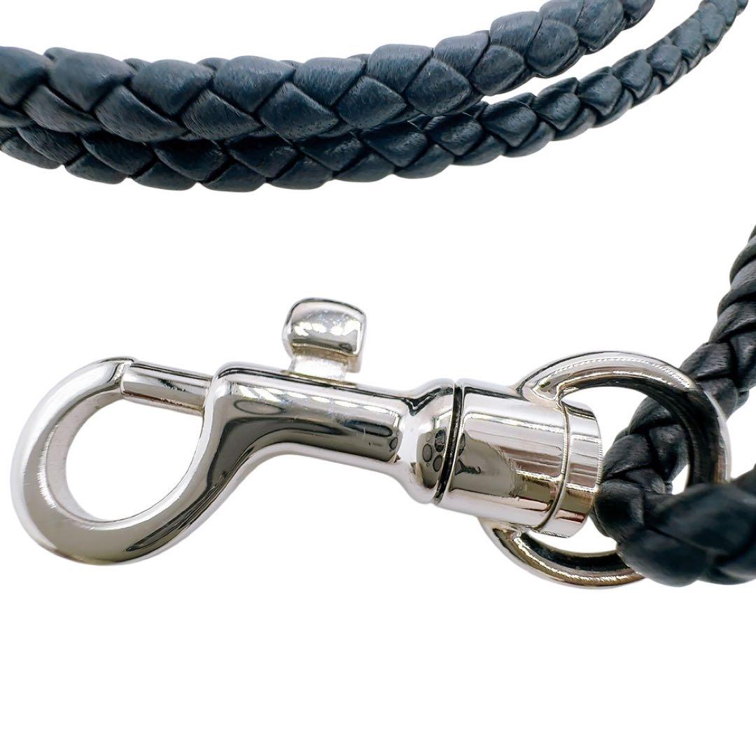 【美品】ボッテガ・ヴェネタ イントレチャート レザー ネックストラップ ブラック