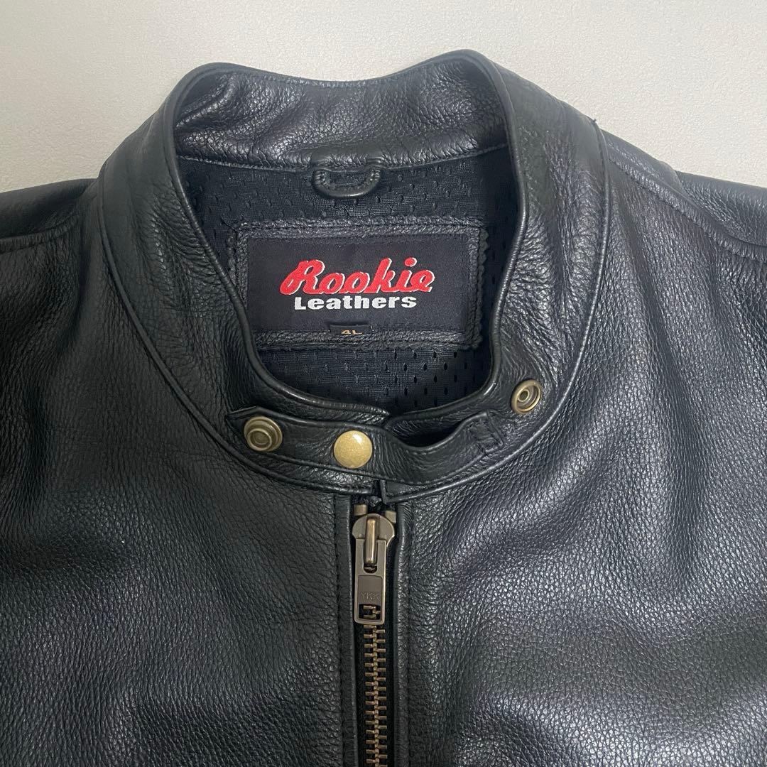 希少サイズ Rookie Leathers シングル ライダース 4L 牛革