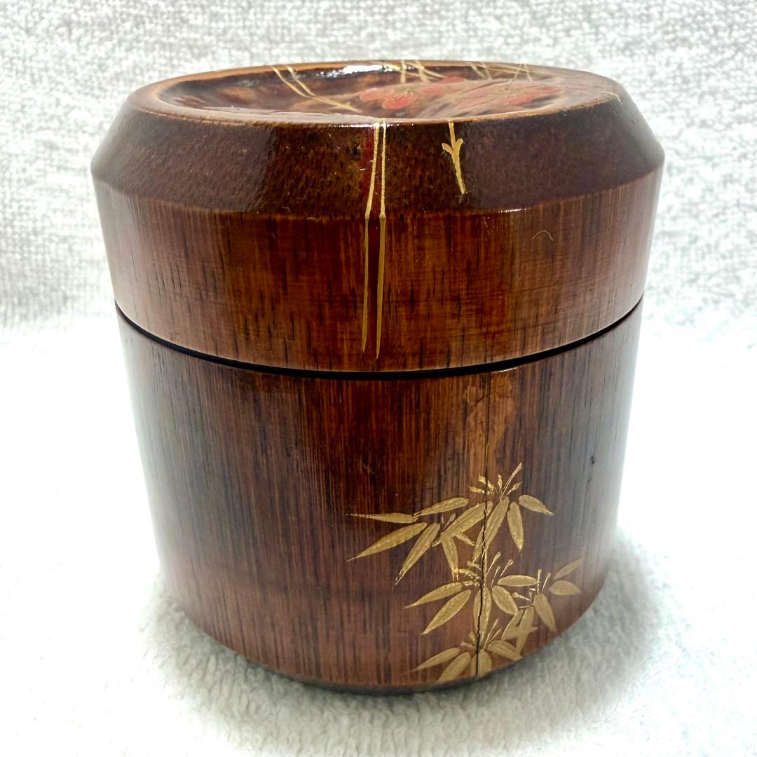 ［訳あり］茶道具 棗 竹 雪吹 松竹梅蒔絵 山本翠松作【匿名配送】