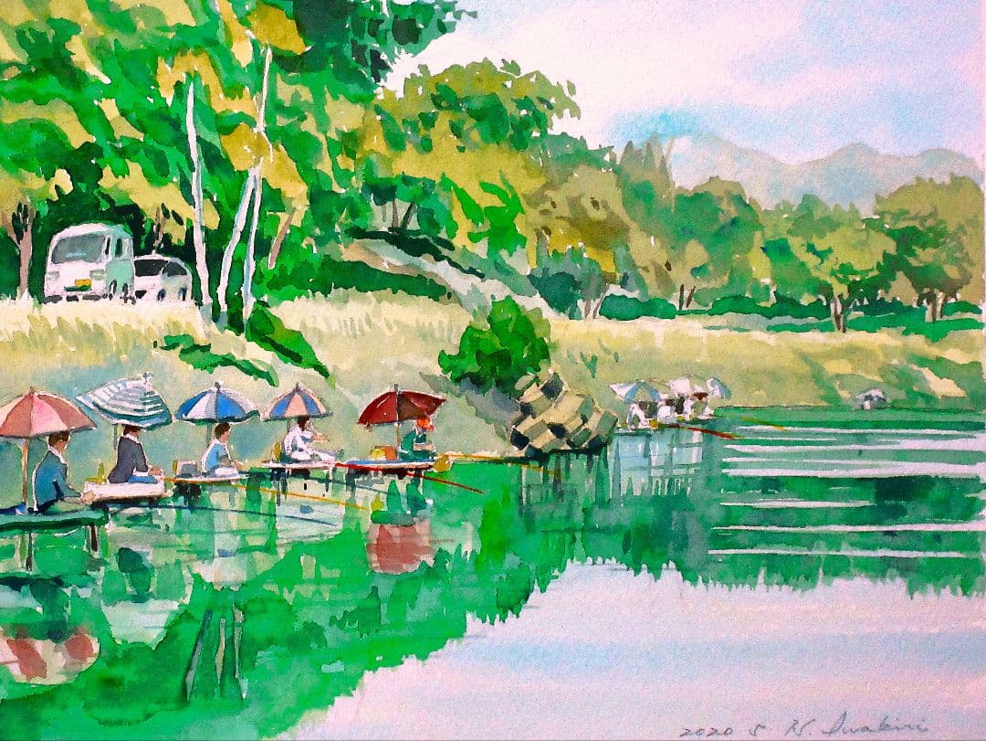 水彩画「太公望」