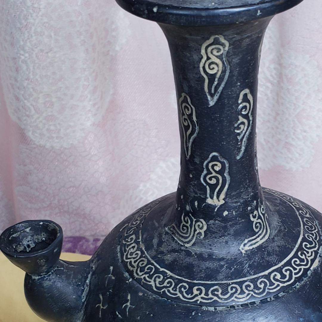 ◆『高麗銀象嵌蒲柳水鳥紋浄瓶』水瓶 銅瓶◆検）新羅仏 百済仏 仏像 天平仏 空海