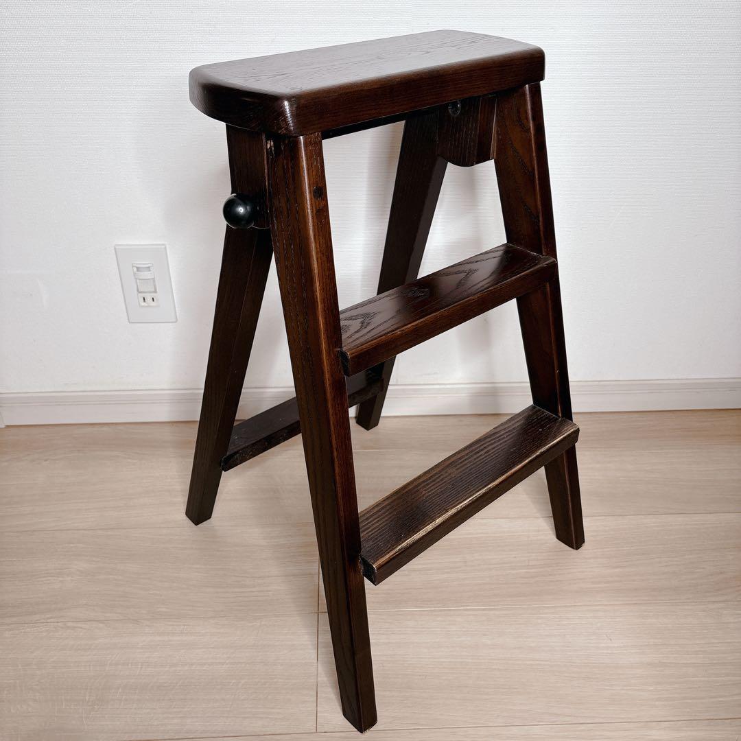 ステップスツール　腰掛けスツールと脚立の2wayスツール　天然木