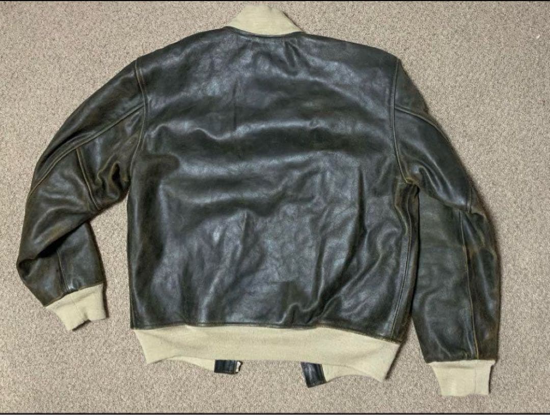 ダークブラウン レザー シングルライダースジャケット 40　スポーツジャケット