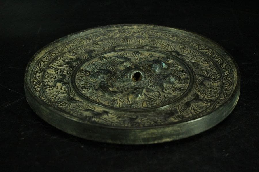 中国美術 古鏡 獣紋 銅鏡(K-YC580)