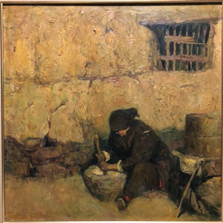 油絵 方冰山 80×80cm 額縁付き