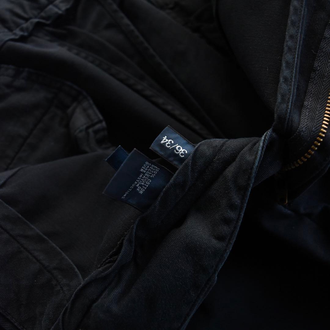 90s ラルフローレン ポロチノ ツータックチノ黒ブラック USA W36L30